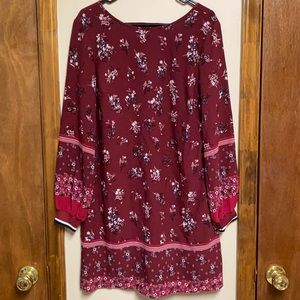 Cute Longe Sleeve Burgundy Dress